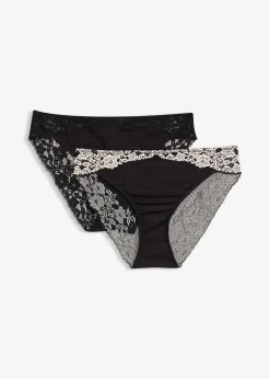 Femme bonprix Dessous|Bas|Lot de 2 slips à dentelle bicolore