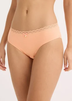 bonprix Lot de 4 slips avec dentelle|Femme Lingerie Coton|Bas