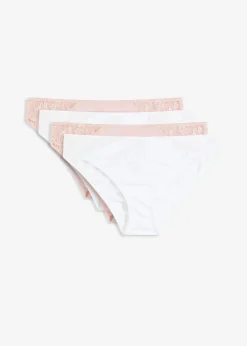 Femme bonprix Lingerie Coton|Bas|Lot de 4 slips avec dentelle