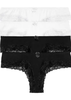bonprix Lot de 4 slips brésiliens|Femme Basiques|Lingerie Coton