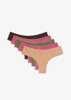 Femme bonprix Lingerie Coton|Bas|Lot de 5 slips brésiliens coton