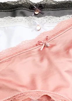 Femme bonprix Dessous|Bas|Lot de 3 slips brésiliens satinés