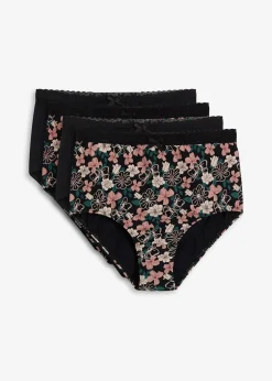 bonprix Lot de 4 slips coton taille haute|Femme Lingerie Coton|Bas