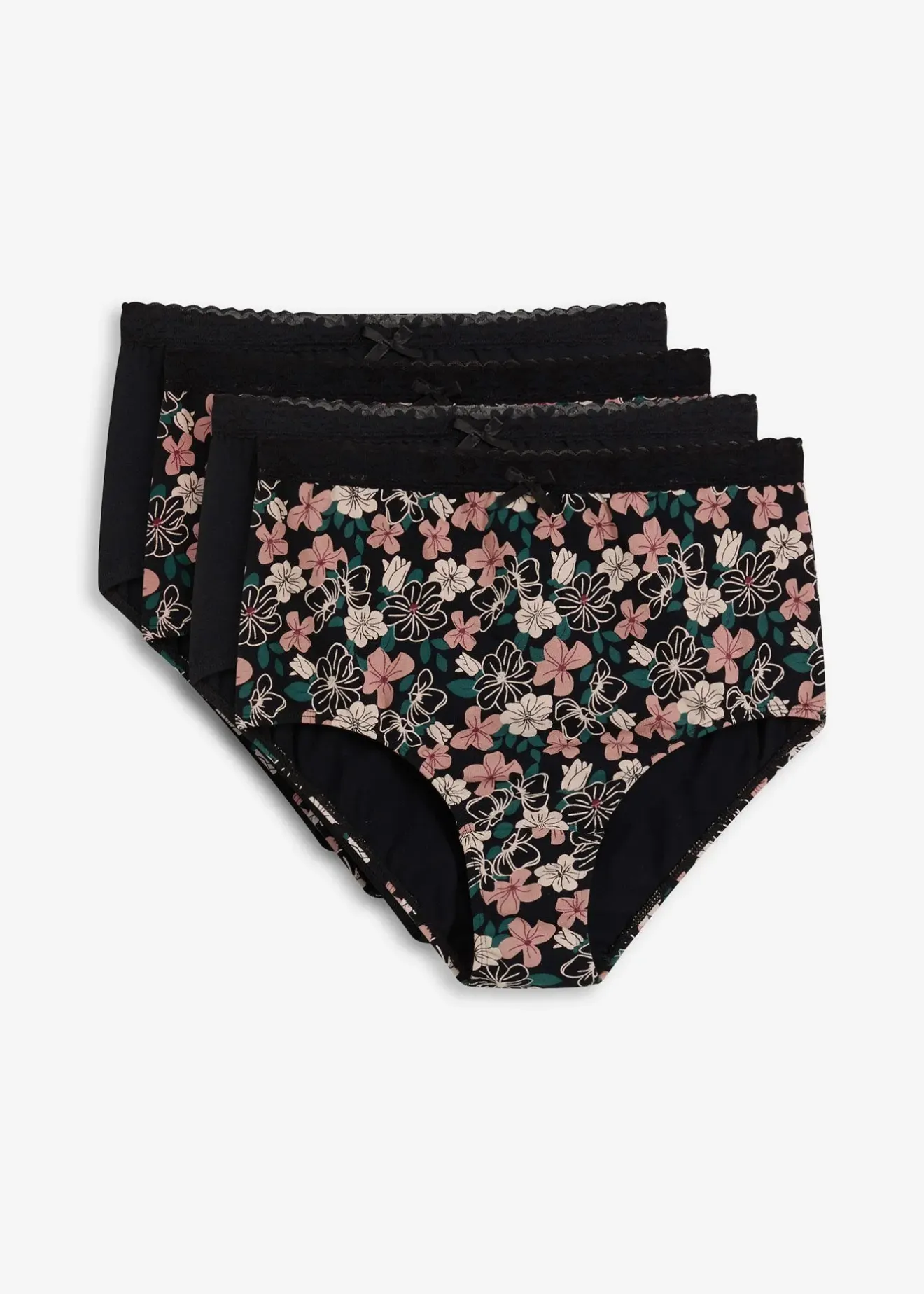 bonprix Lot de 4 slips coton taille haute|Femme Lingerie Coton|Bas