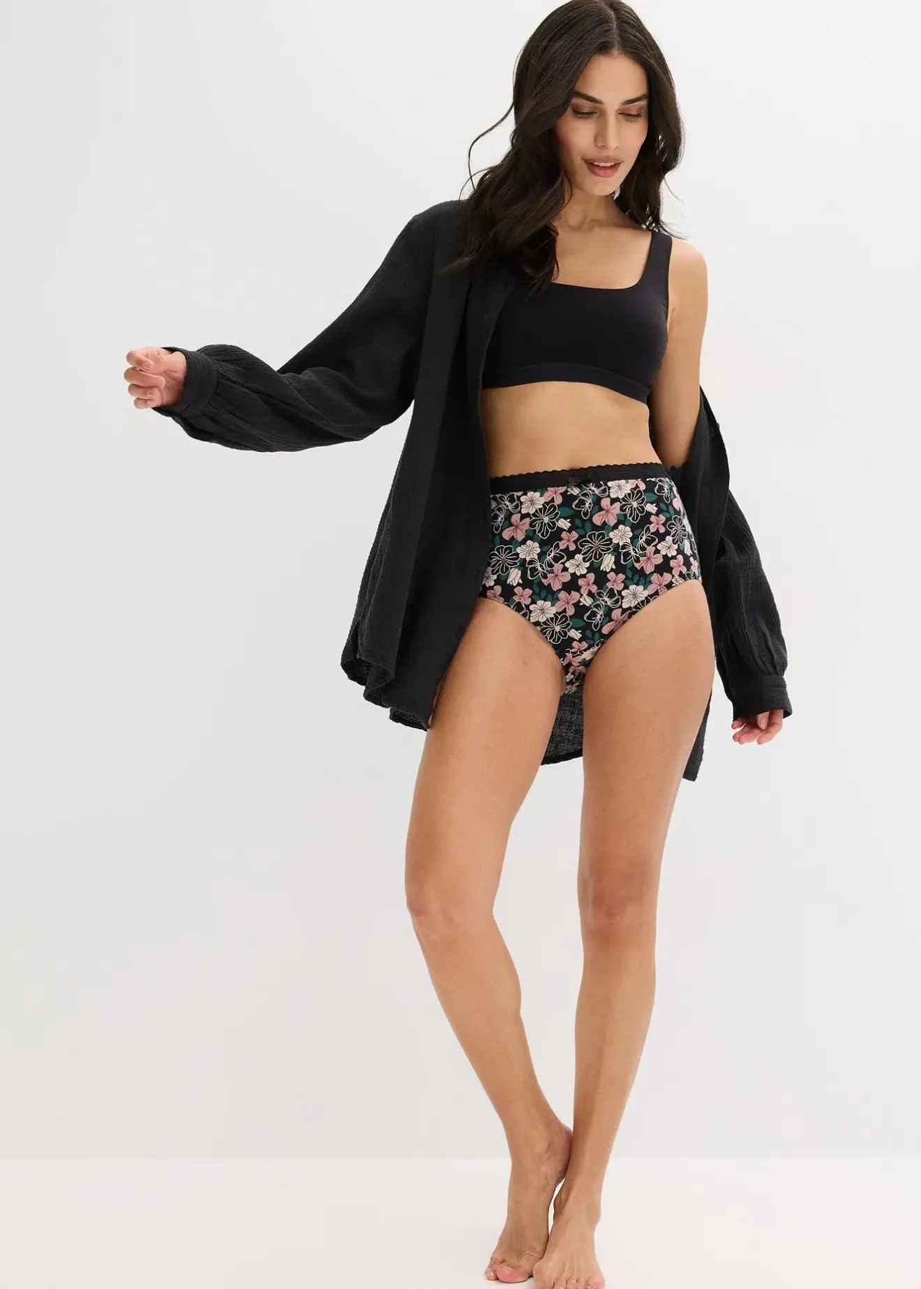 bonprix Lot de 4 slips coton taille haute|Femme Lingerie Coton|Bas