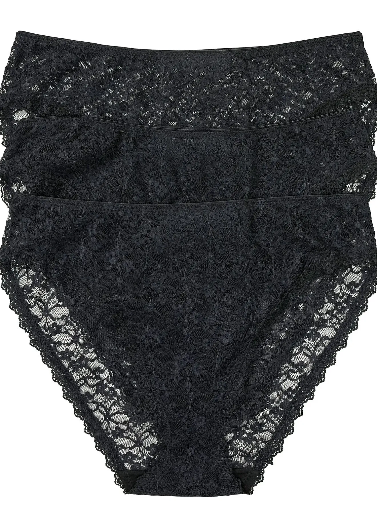 bonprix Lot de 3 slips Maxi échancrés en dentelle recyclée|Femme Bas