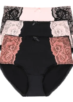 Femme bonprix Bas|Lot de 3 slips maxi microfibre et dentelle