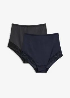 Femme bonprix Lingerie Sculptante|Bas|Lot de 2 slips sculptants en polyamide brillant, maintien modéré