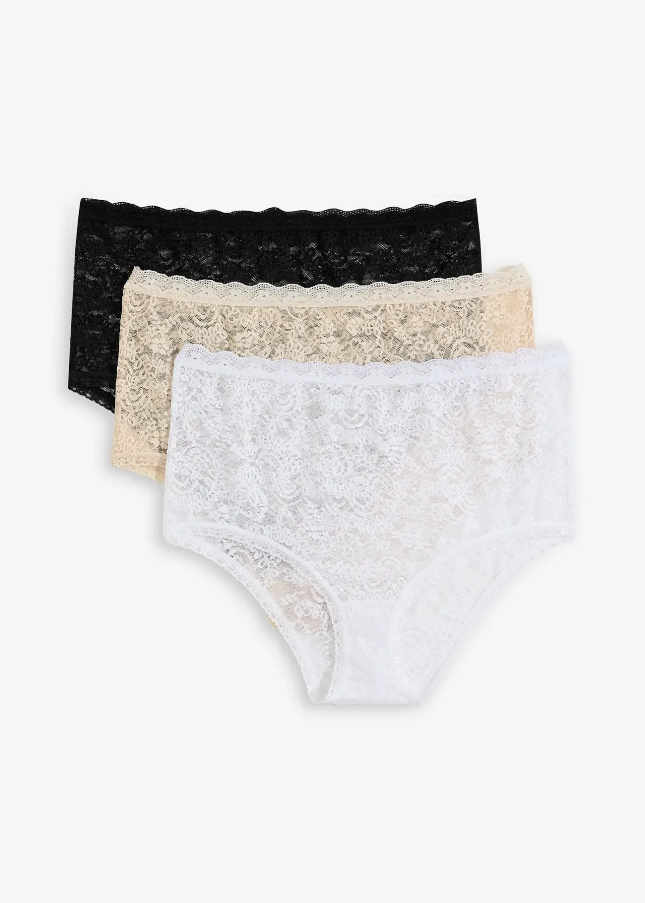 bonprix Lot de 3 slips taille haute en dentelle|Femme Bas