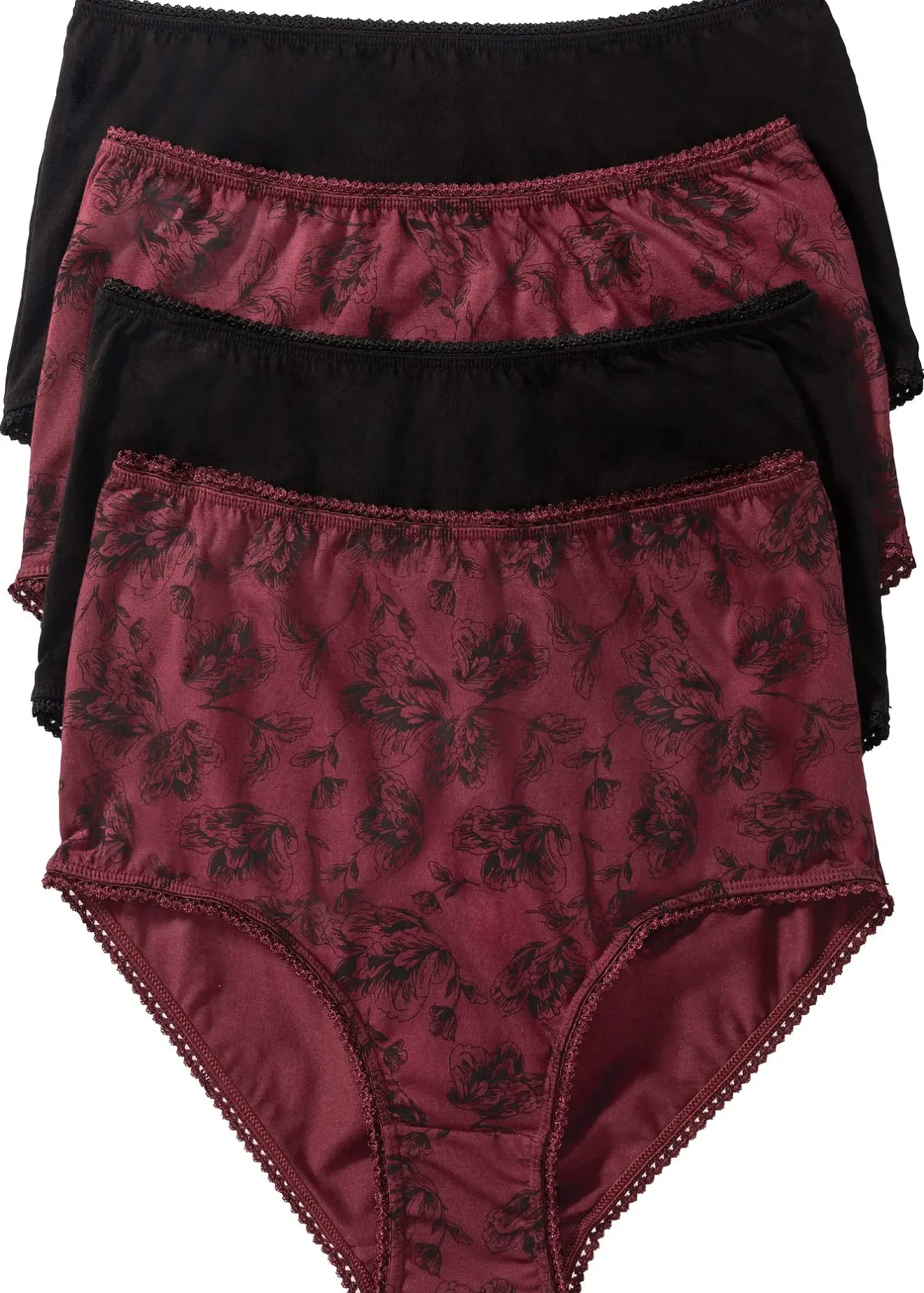 Femme bonprix Lingerie Coton|Bas|Lot de 4 slips taille haute coton