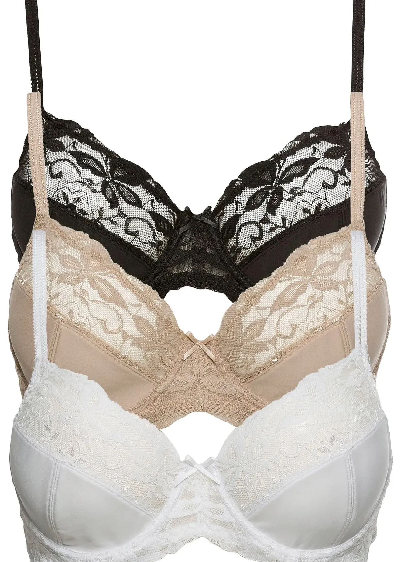 Femme bonprix Dessous|Soutiens-Gorge|Lot de 3 soutiens-gorge à armatures et dentelle