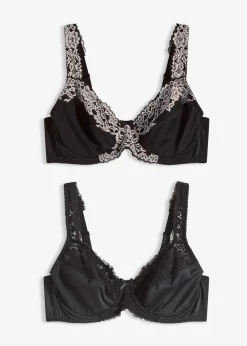 bonprix Lot de 2 soutiens-gorge à armatures et bretelles rembourrées|Femme Grands Bonnets D-H|Dessous