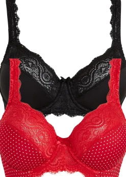 bonprix Lot de 2 soutiens-gorge à armatures et dentelle|Femme Grands Bonnets D-H|Soutiens-Gorge