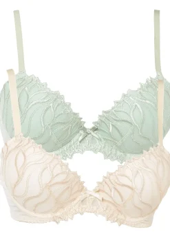 bonprix Lot de 2 soutiens-gorge à coques et broderies|Femme Dessous|Soutiens-Gorge