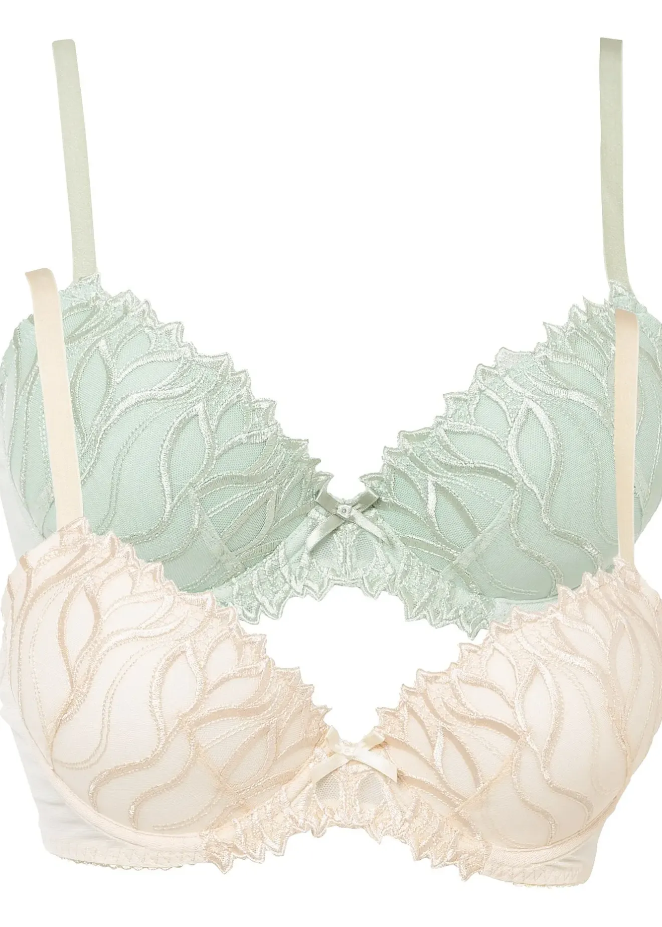 bonprix Lot de 2 soutiens-gorge à coques et broderies|Femme Dessous|Soutiens-Gorge