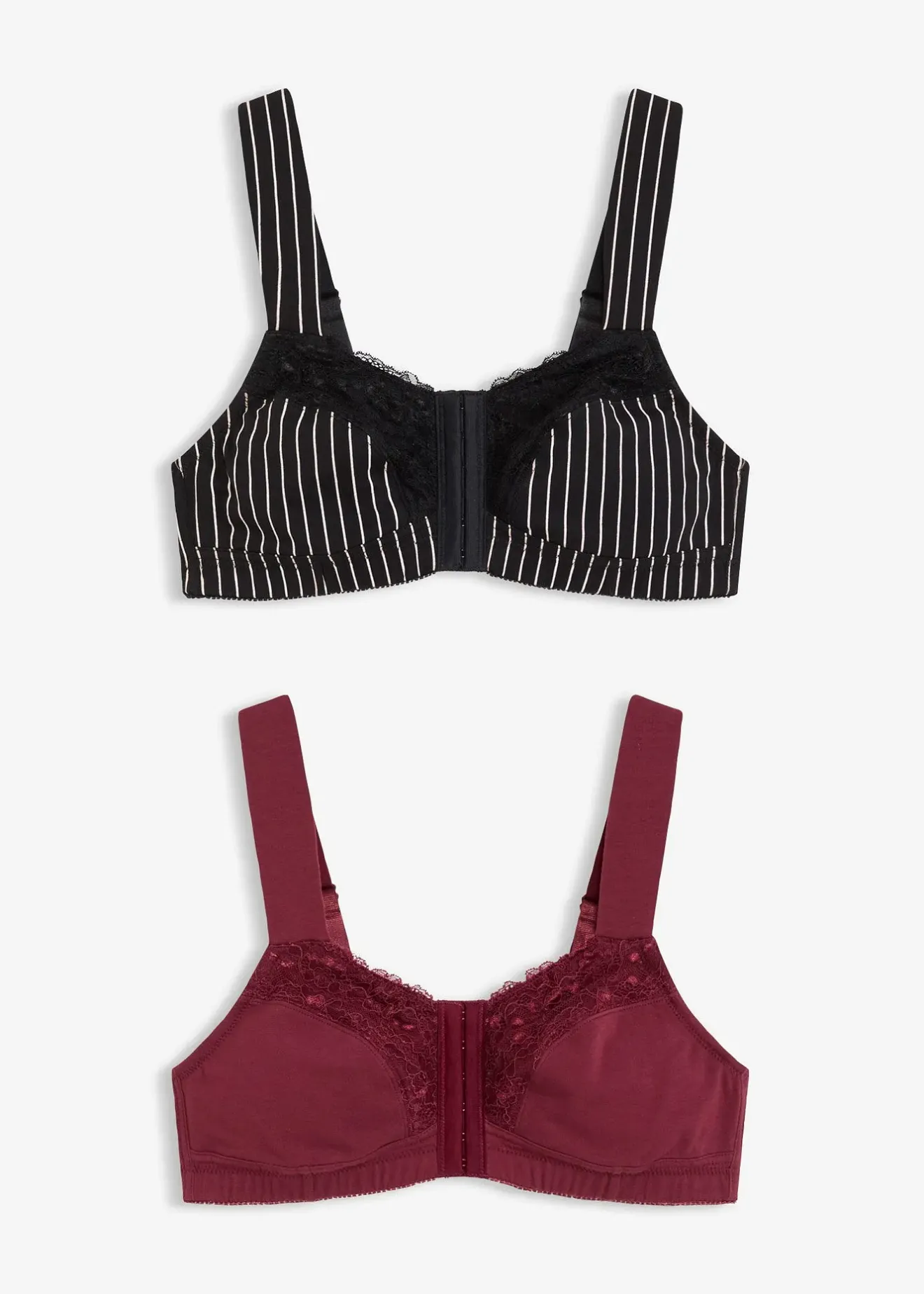 Femme bonprix Lingerie Coton|Soutiens-Gorge|Lot de 2 soutiens-gorge à fermeture devant, sans armatures