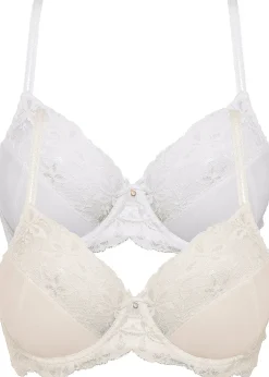 bonprix Lot de 2 soutiens-gorge avec dentelle|Femme Grands Bonnets D-H|Dessous