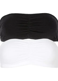 bonprix Lot de 2 soutiens-gorge bandeau coton jusqu’au bonnet B|Femme Basiques|Lingerie Coton