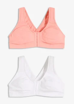 bonprix Lot de 2 soutiens-gorge coton sans armatures, fermeture devant|Femme Basiques|Lingerie Coton