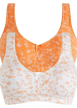 bonprix Lot de 2 soutiens-gorge coton sans armatures|Femme Grands Bonnets D-H|Lingerie Coton