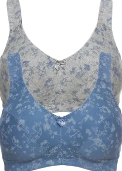 bonprix Lot de 2 soutiens-gorge coton sans armatures|Femme Grands Bonnets D-H|Lingerie Coton