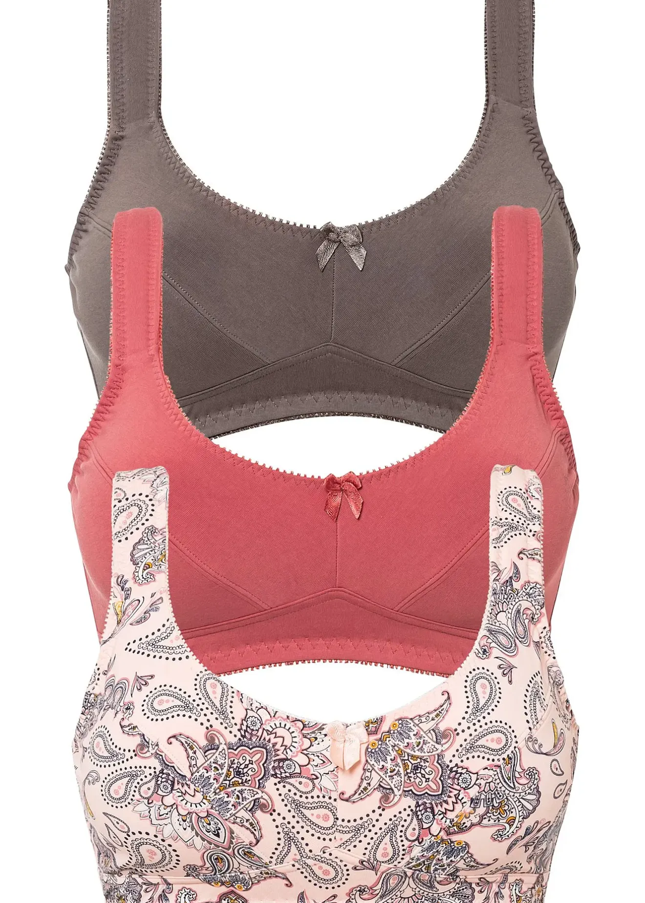 Femme bonprix Lingerie Coton|Soutiens-Gorge|Lot de 3 soutiens-gorge coton sans armatures