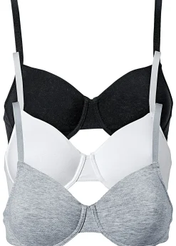 bonprix Lot de 3 soutiens-gorge coton moulés à armatures|Femme Basiques|Lingerie Coton