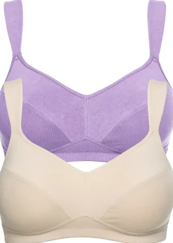 bonprix Lot de 2 soutiens-gorge coton sans armatures|Femme Basiques|Lingerie Coton