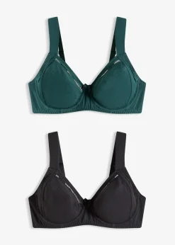 bonprix Lot de 2 soutiens-gorge coton à armatures|Femme Lingerie Coton|Soutiens-Gorge