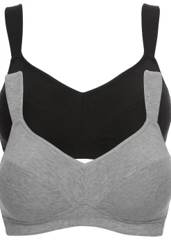 bonprix Lot de 2 soutiens-gorge coton sans armatures|Femme Basiques|Lingerie Coton