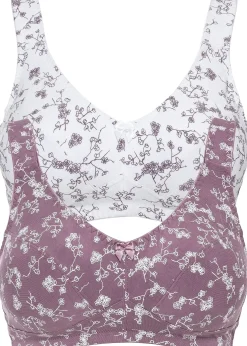 Femme bonprix Grands Bonnets D-H|Lingerie Coton|Lot de 2 soutiens-gorge coton sans armatures