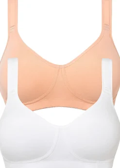 bonprix Lot de 2 soutiens-gorge coton moulés sans armatures|Femme Basiques|Lingerie Coton