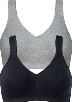 Femme bonprix Grands Bonnets D-H|Basiques|Lot de 2 soutiens-gorge coton sans armatures