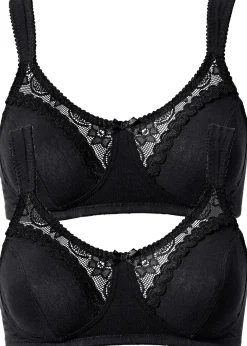 Femme bonprix Grands Bonnets D-H|Basiques|Lot de 2 soutiens-gorge coton sans armatures