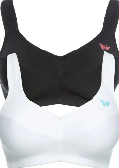 Femme bonprix Grands Bonnets D-H|Basiques|Lot de 2 soutiens-gorge coton sans armatures