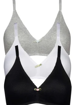bonprix Lot de 3 soutiens-gorge coton sans armatures|Femme Basiques|Lingerie Coton