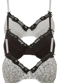 Femme bonprix Lingerie Coton|Soutiens-Gorge|Lot de 3 soutiens-gorge coton à armatures