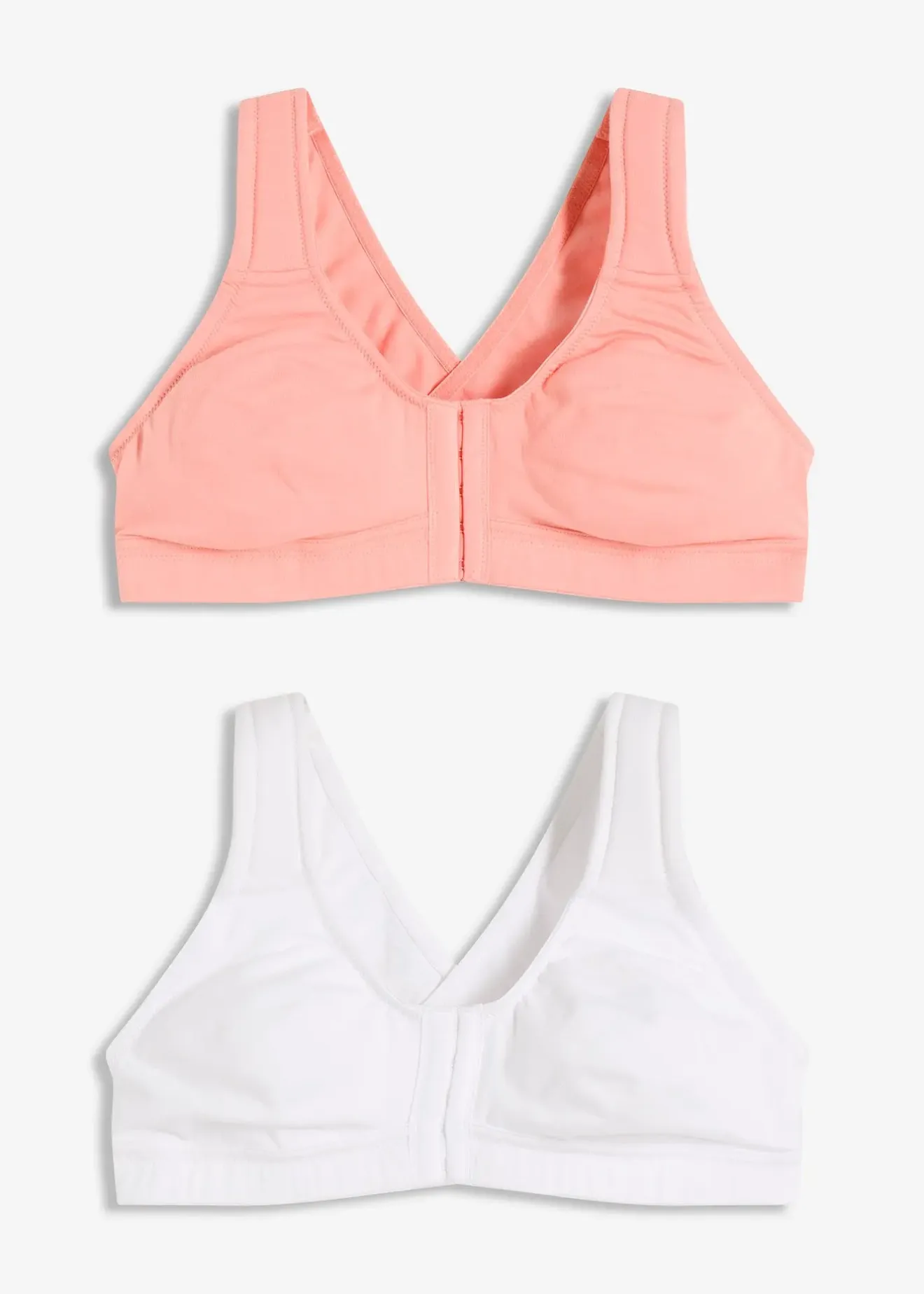 Femme bonprix Grands Bonnets D-H|Lot de 2 soutiens-gorge coton sans armatures, fermeture devant