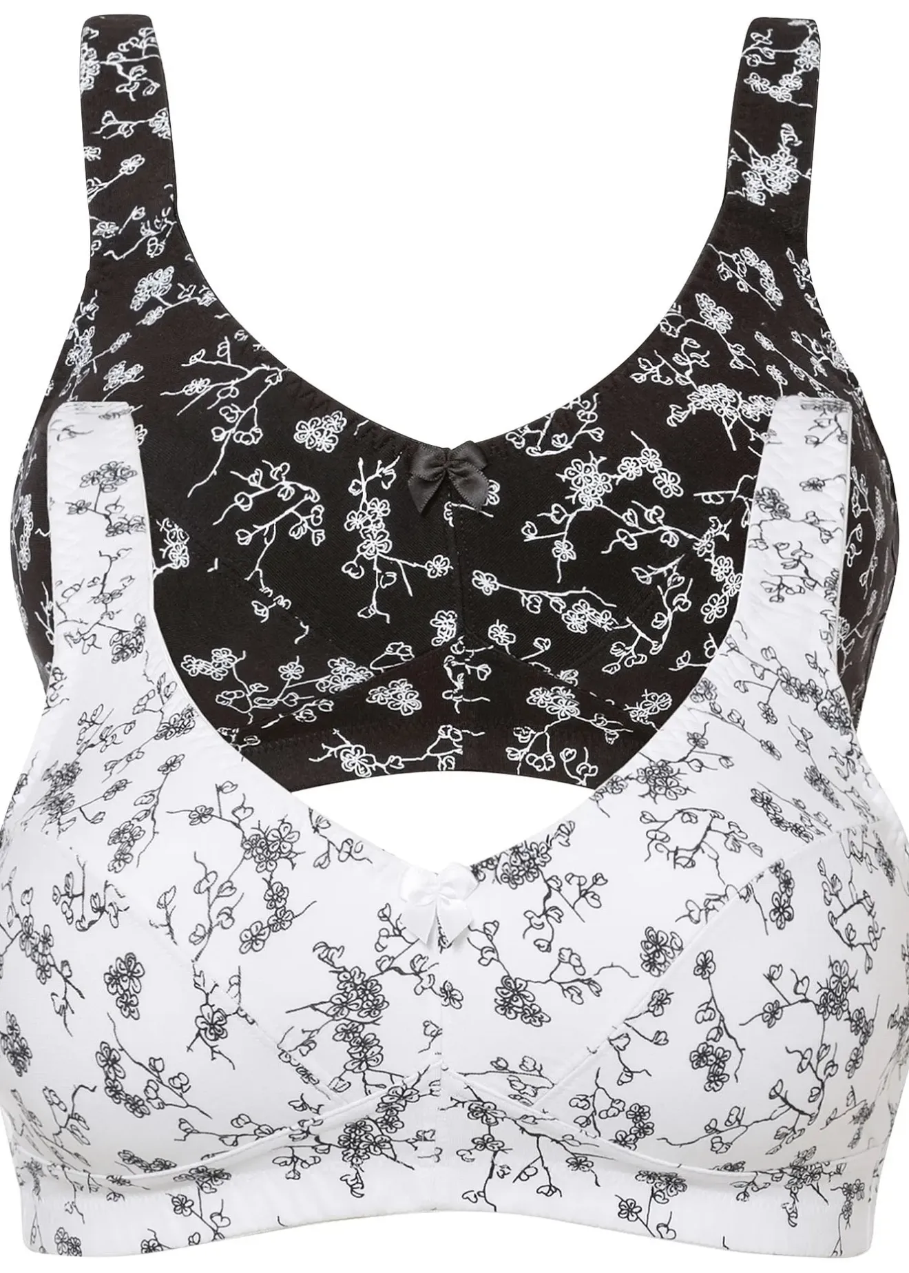 Femme bonprix Grands Bonnets D-H|Lingerie Coton|Lot de 2 soutiens-gorge coton sans armatures