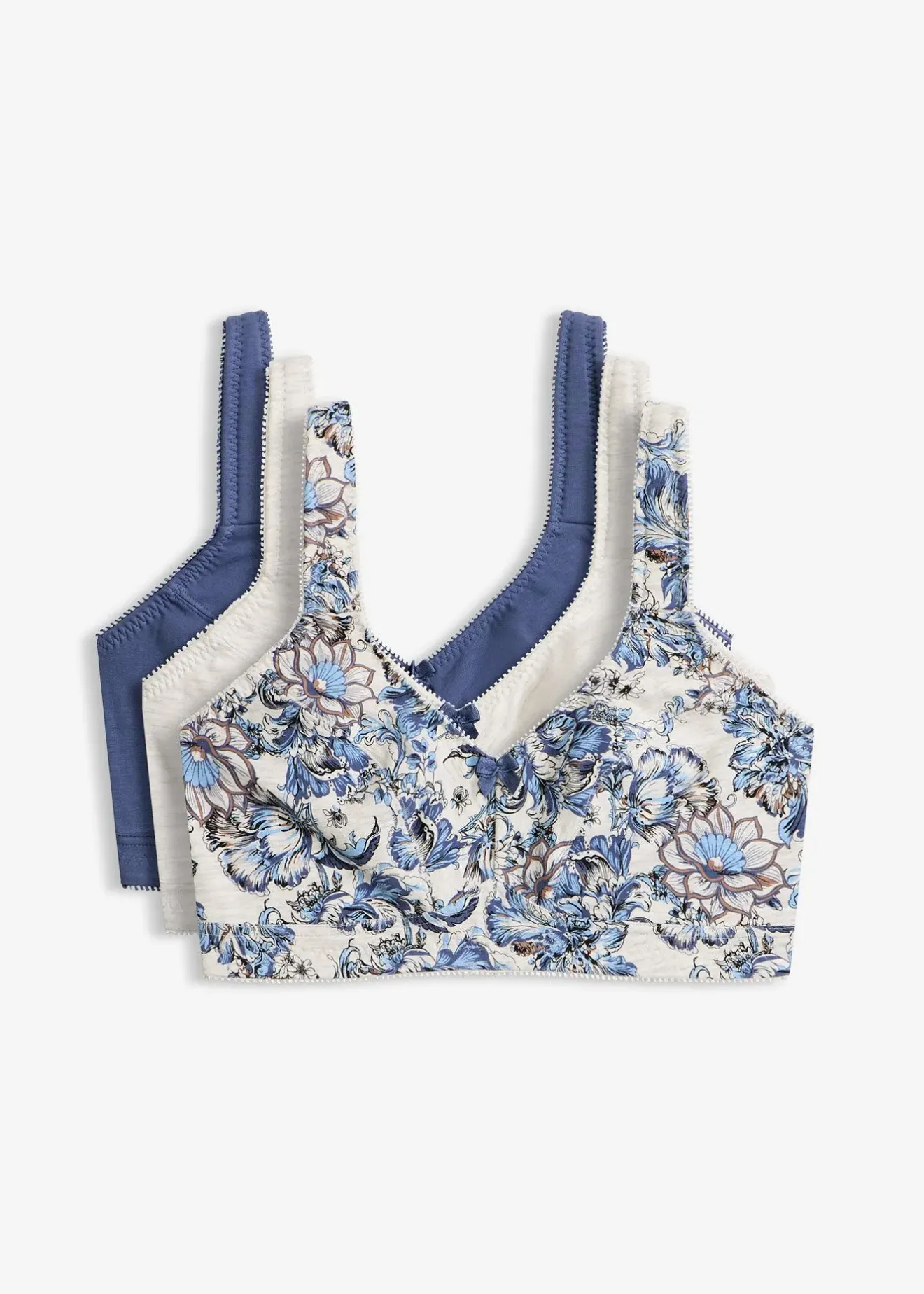 Femme bonprix Grands Bonnets D-H|Lingerie Coton|Lot de 3 soutiens-gorge coton sans armatures