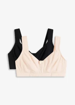 Femme bonprix Basiques|Lingerie Coton|Lot de 2 soutiens-gorge coton moulés, non rembourrés, sans armatures