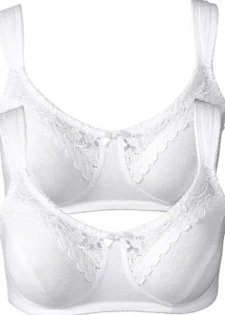 bonprix Lot de 2 soutiens-gorge coton sans armatures|Femme Grands Bonnets D-H|Basiques