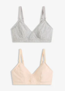 bonprix Lot de 2 soutiens-gorge d’allaitement coton sans armatures|Femme Maternité|Lingerie Coton