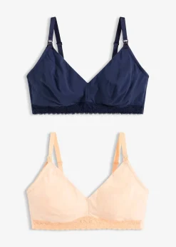 Femme bonprix Maternité|Lingerie Coton|Lot de 2 soutiens-gorge d’allaitement coton sans armatures