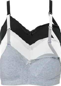 Femme bonprix Grands Bonnets D-H|Maternité|Lot de 3 soutiens-gorge d'allaitement coton sans armatures