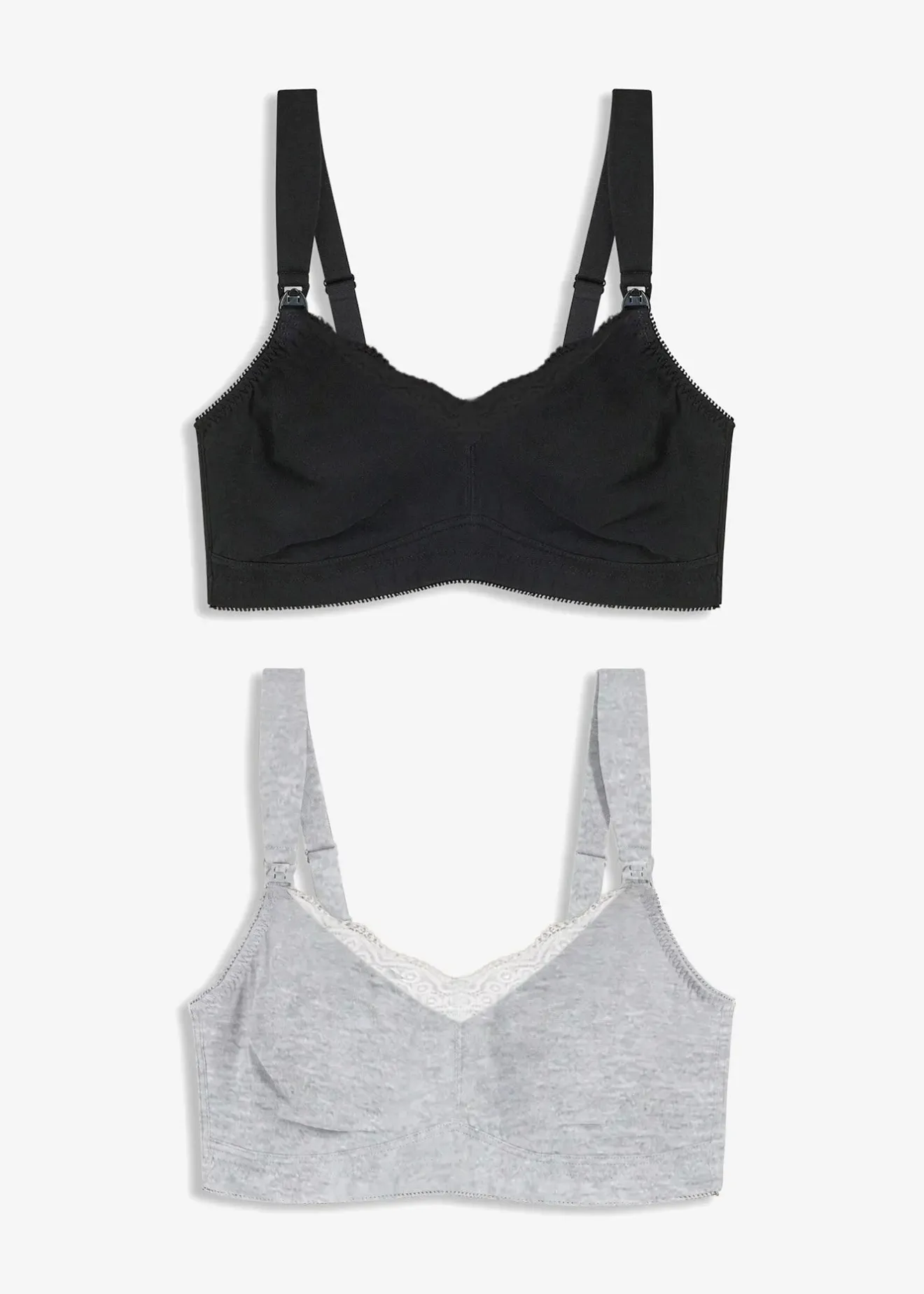 Femme bonprix Grands Bonnets D-H|Lingerie Coton|Lot de 2 soutiens-gorge d’allaitement sans armatures avec coton et dentelle