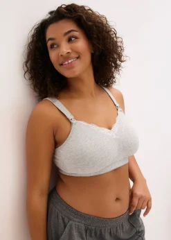 Femme bonprix Grands Bonnets D-H|Lingerie Coton|Lot de 2 soutiens-gorge d’allaitement sans armatures avec coton et dentelle