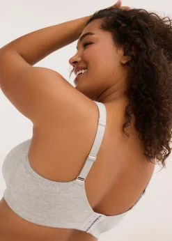 Femme bonprix Grands Bonnets D-H|Lingerie Coton|Lot de 2 soutiens-gorge d’allaitement sans armatures avec coton et dentelle