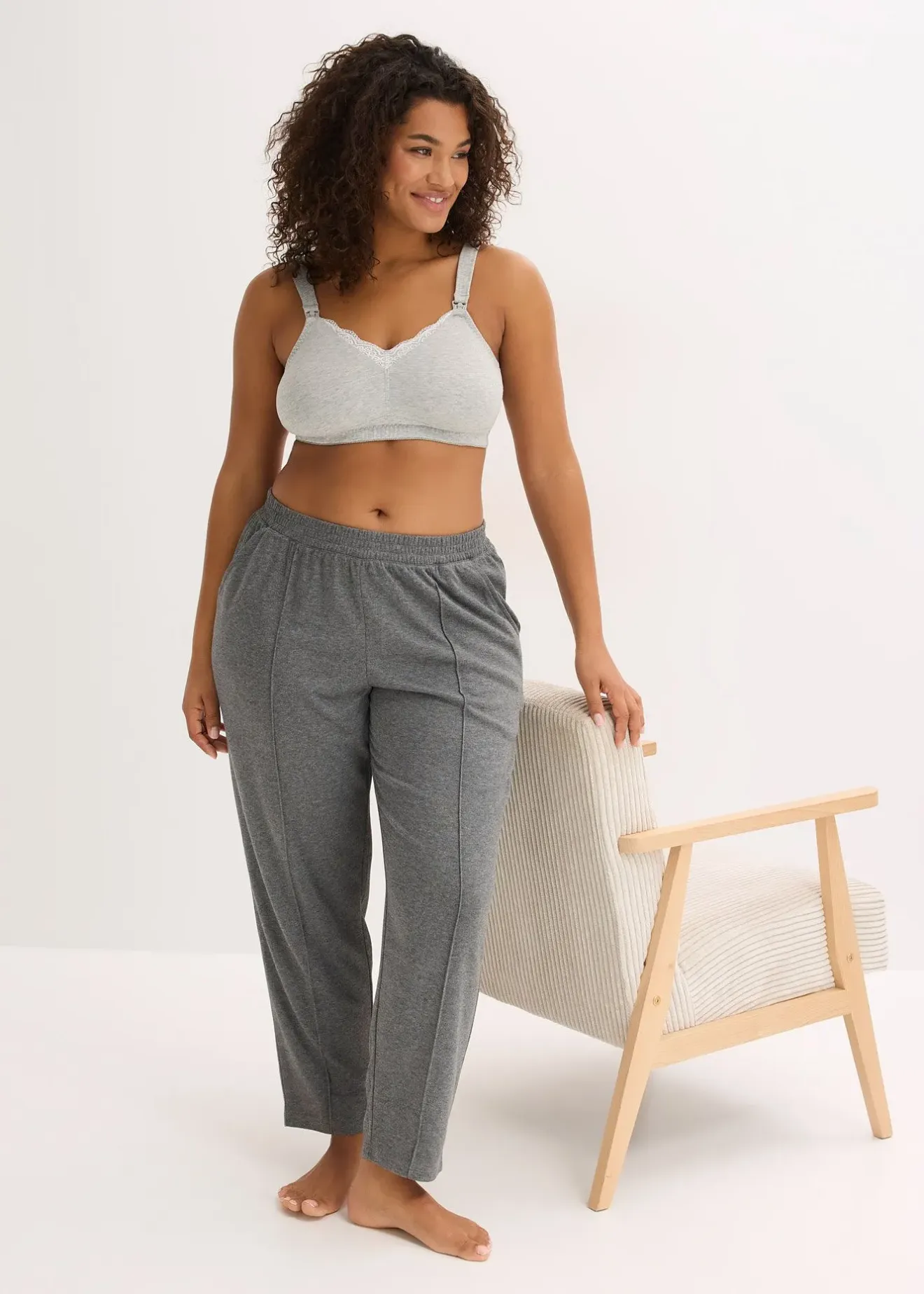 Femme bonprix Grands Bonnets D-H|Lingerie Coton|Lot de 2 soutiens-gorge d’allaitement sans armatures avec coton et dentelle