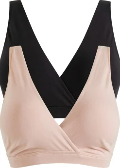 bonprix Lot de 2 soutiens-gorge d’allaitement coton sans armatures|Femme Maternité|Lingerie Coton
